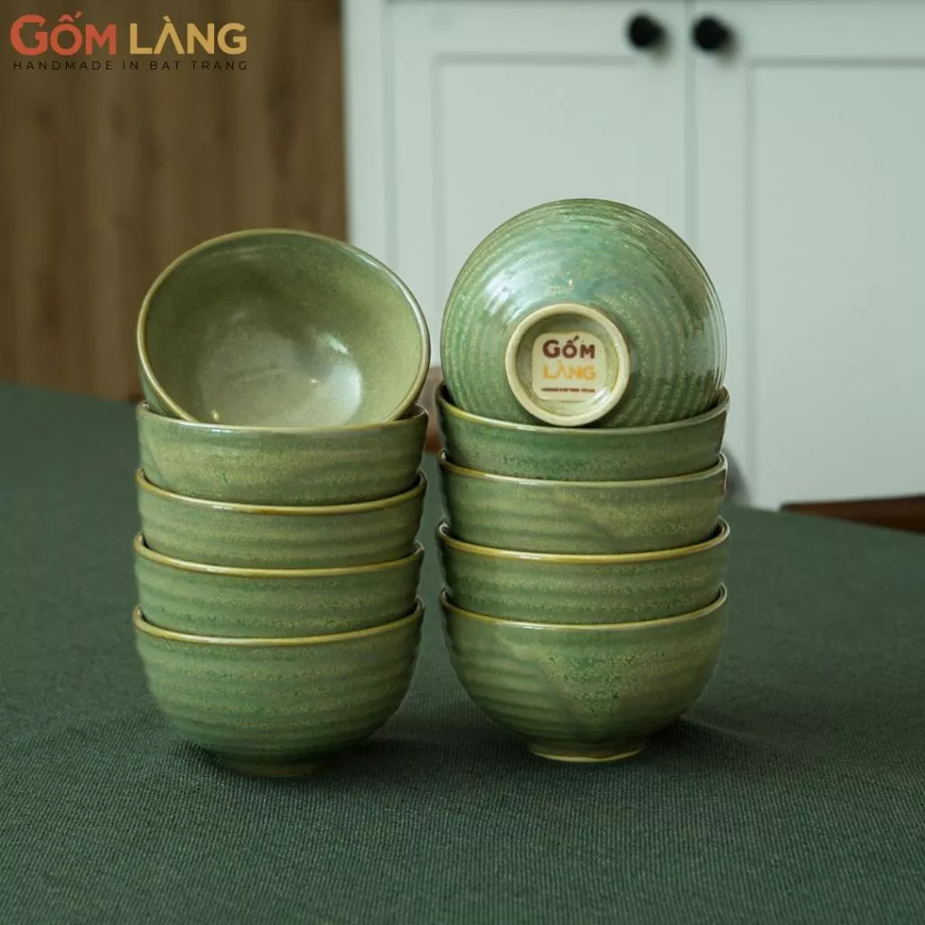 Bát Cơm Bát Tràng Men Hỏa Biến Matcha Gốm Làng – Bát Ăn Cơm Cao Cấp Màu Xanh Matcha An Toàn Sức Khỏe