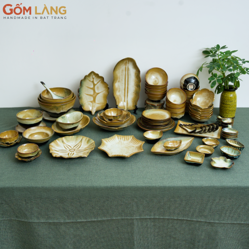Bộ Bát Đĩa Bát Tràng 77 Món Men Hỏa Biến Ngọc Trai Gốm Làng – Bộ Đồ Ăn Gia Đình Cao Cấp