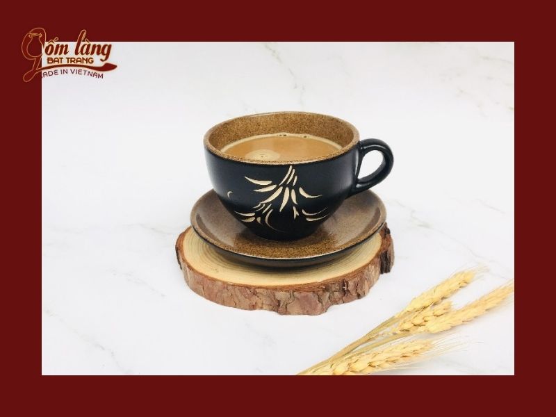 Mẫu ly cốc coffee bằng gốm có họa tiết hoa văn độc đáo